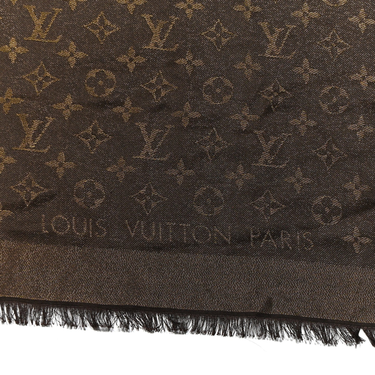 Silk Lurex Wool Monogram Shine Shawl Marron