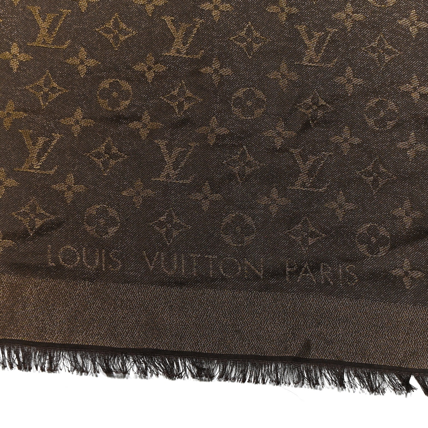 Louis Vuitton Silk Lurex Wool Monogram Shine Shawl Marron 2 of 3