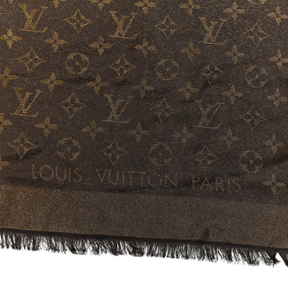 Louis Vuitton Silk Lurex Wool Monogram Shine Shawl Marron 2 of 3