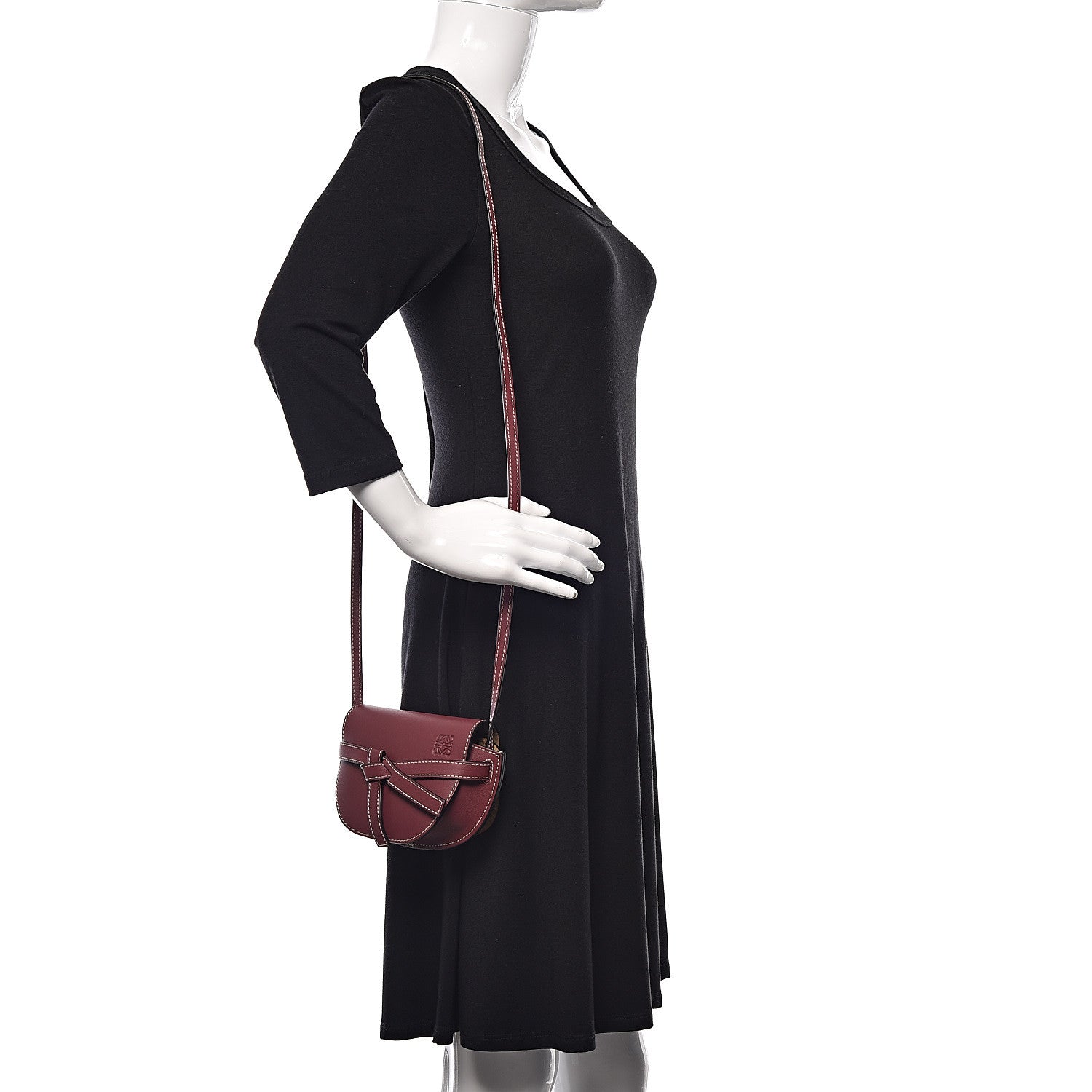 Loewe Calfskin Mini Gate Crossbody Bag Wine 2 of 9