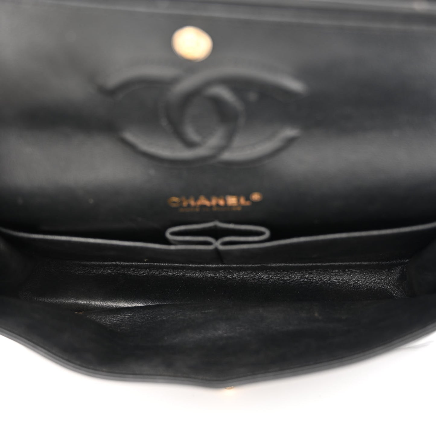 Patent Quilted Medium Double Flap Black