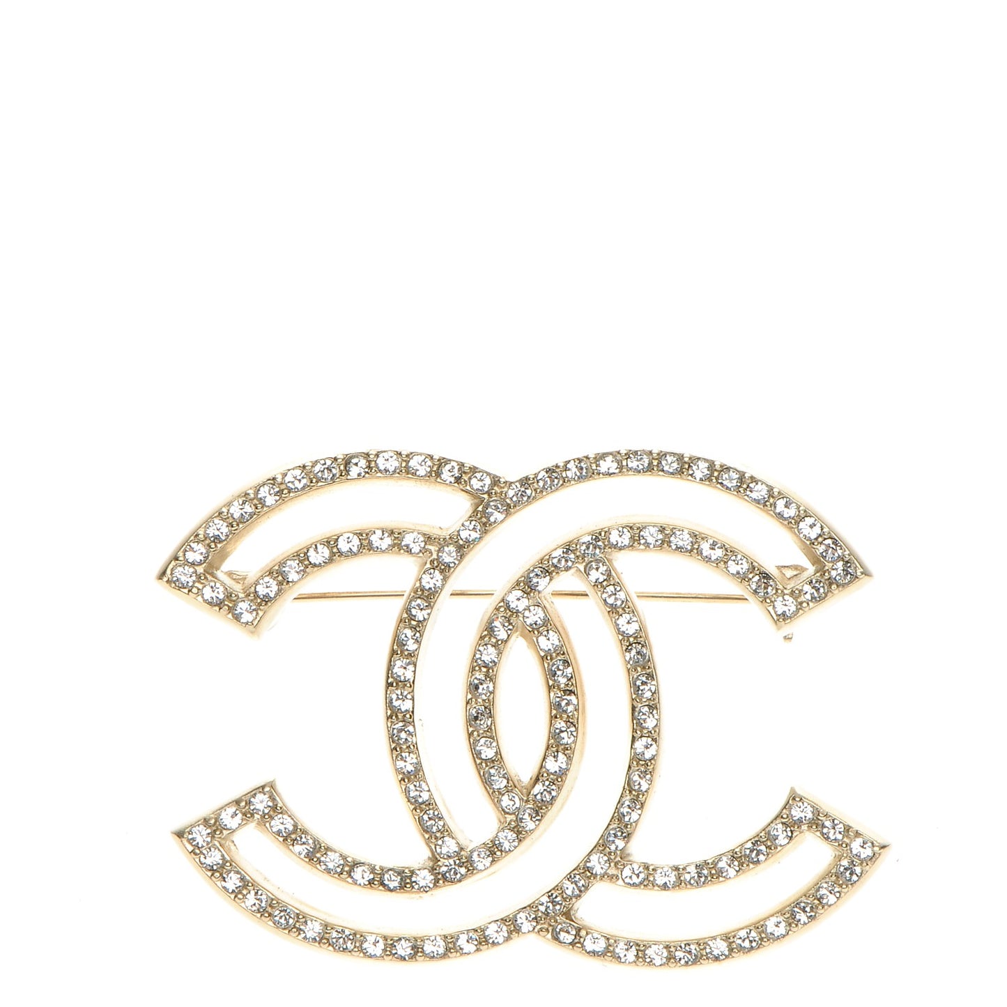 Crystal CC Brooch Light Gold