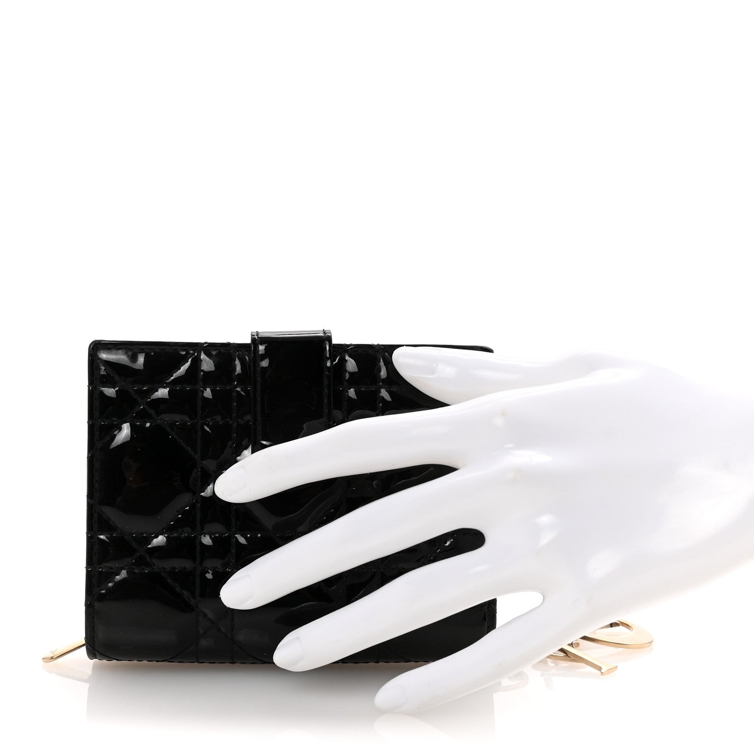 Christian Dior Patent Cannage Lady Dior Eden Wallet Black 2 of 7