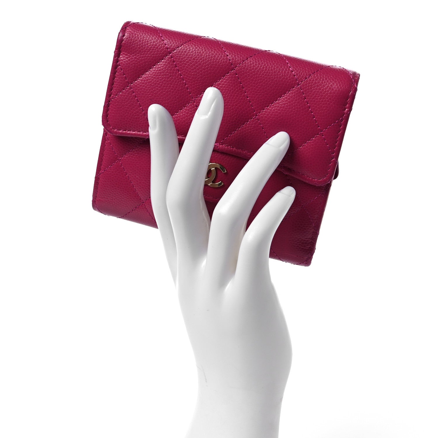 Chanel Caviar Quilted Compact Flap Wallet Pink 2 of 9