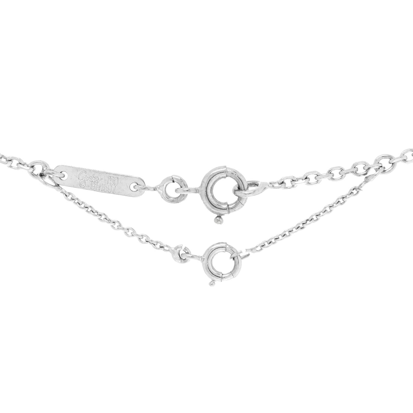 18K White Gold Diamond Small Hearts and Symbols Pendant Necklace