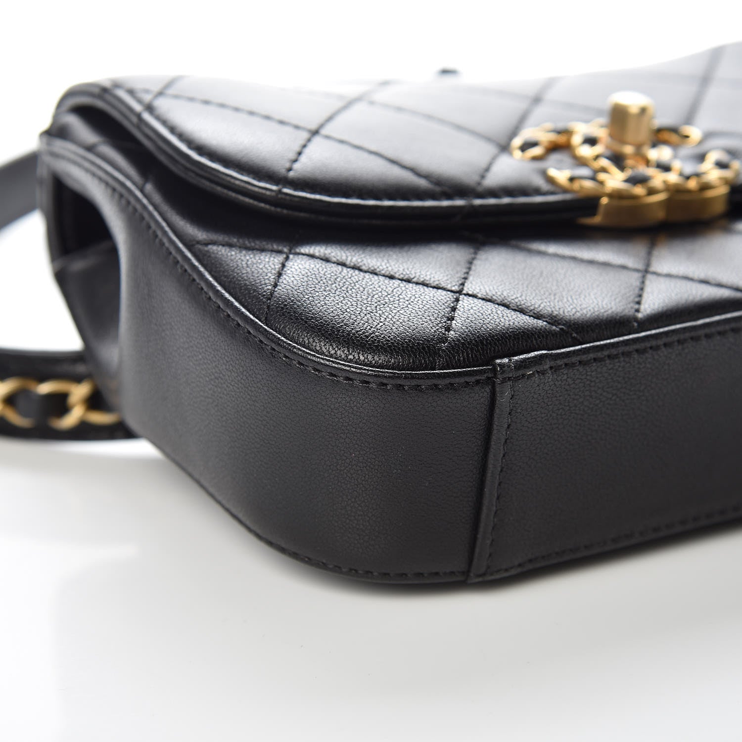 Chanel Lambskin Quilted Chain Infinity Waist Belt Bag Black 8 of 9