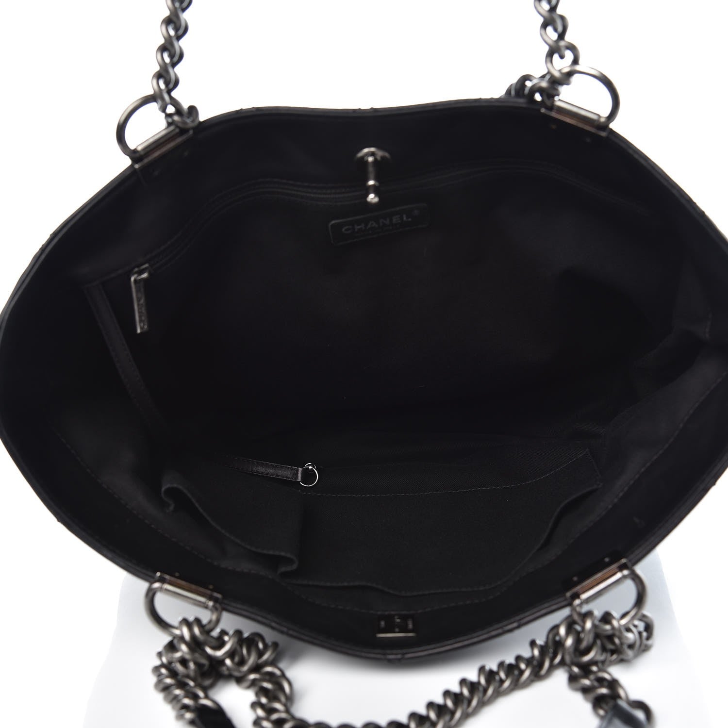 Chanel Calfskin Quilted Shopping In Chains Tote Black 5 of 13