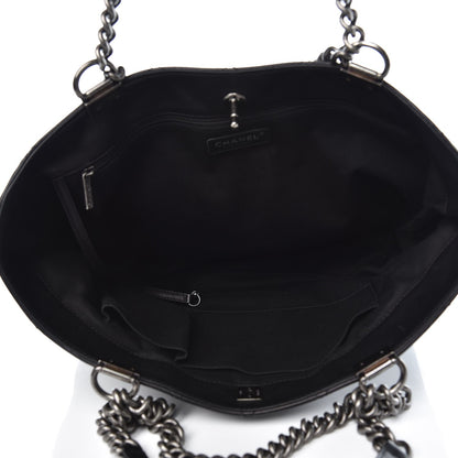 Chanel Calfskin Quilted Shopping In Chains Tote Black 5 of 13