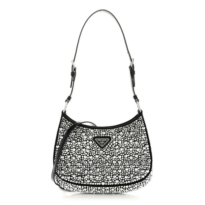 Prada Satin Crystal Cleo Adjustable Strap Shoulder Bag Metal 1 of 10