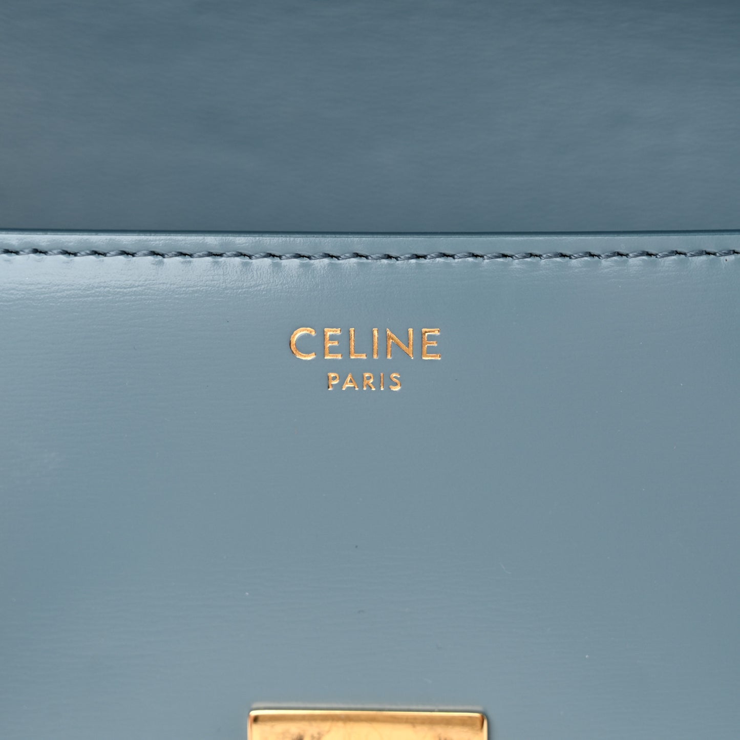 Shiny Calfskin Triomphe Shoulder Bag Denim