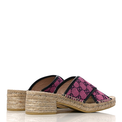 Gucci Monogram Multicolor Criss Cross Espadrille Sandals 41 Pink Blue 3 of 12