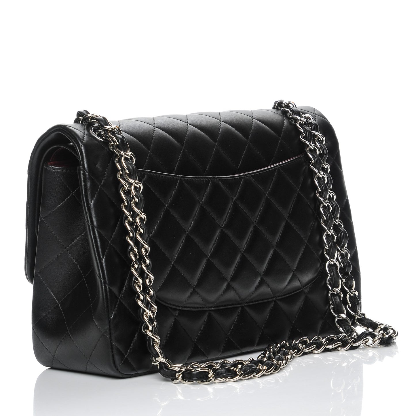 Lambskin Quilted Jumbo Double Flap Black