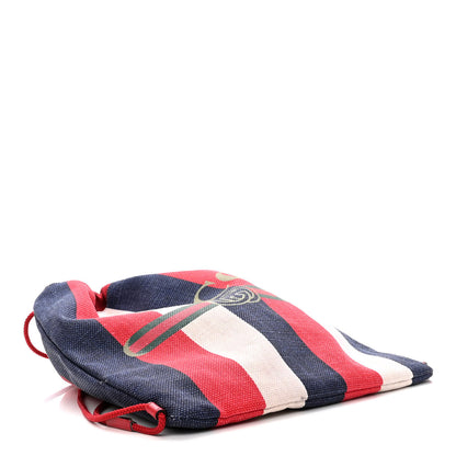 Gucci Canvas Logo Sylvie Stripe Drawstring Backpack Red 4 of 10