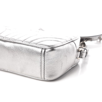 Prada Metallic Nappa Impunture Diagramme Crossbody Cromo 6 of 13