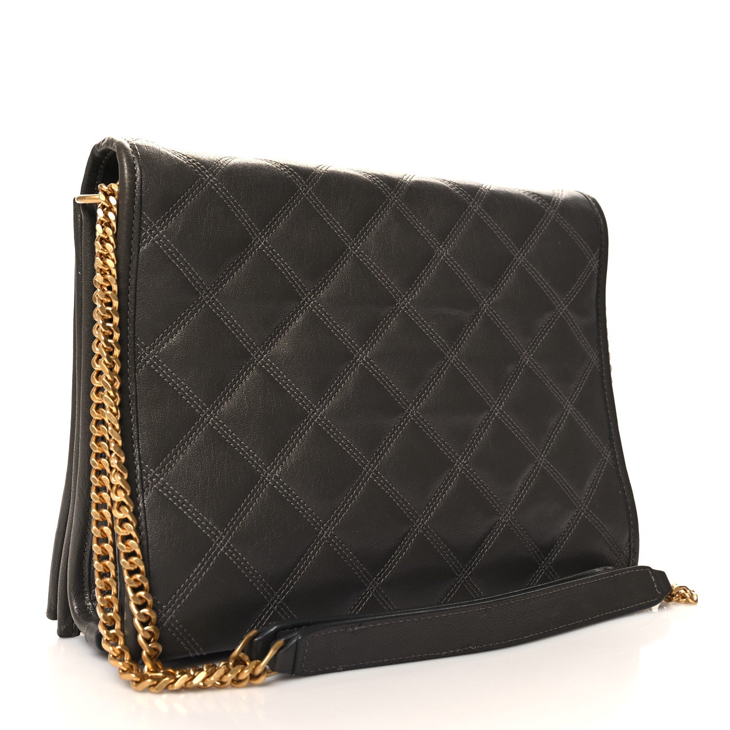 Saint Laurent Lambskin Quilted Mini Becky Chain Bag Grey Kaki 3 of 13