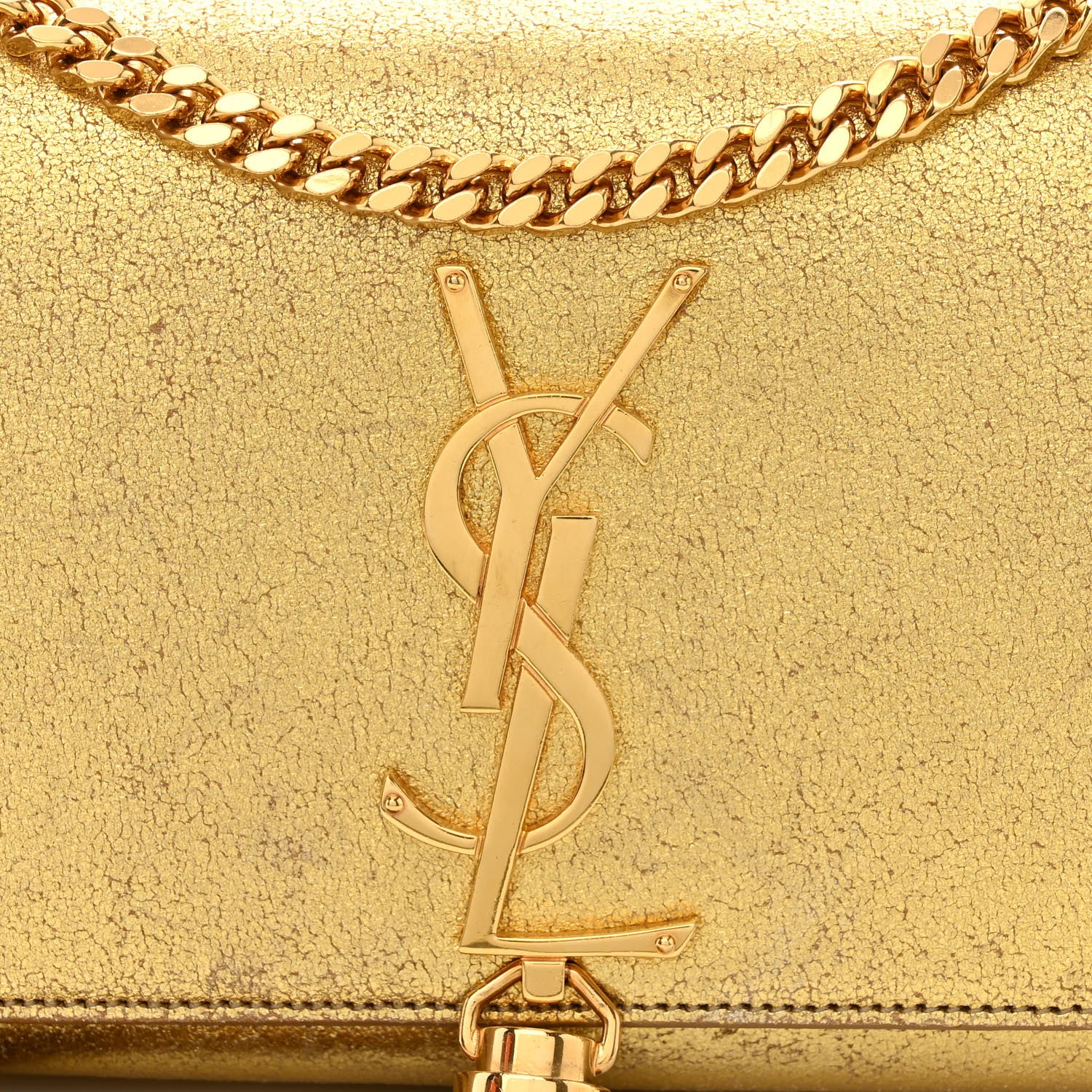 Saint Laurent Metallic Calfskin Small Classic Monogram Kate Tassel Satchel Gold 8 of 12