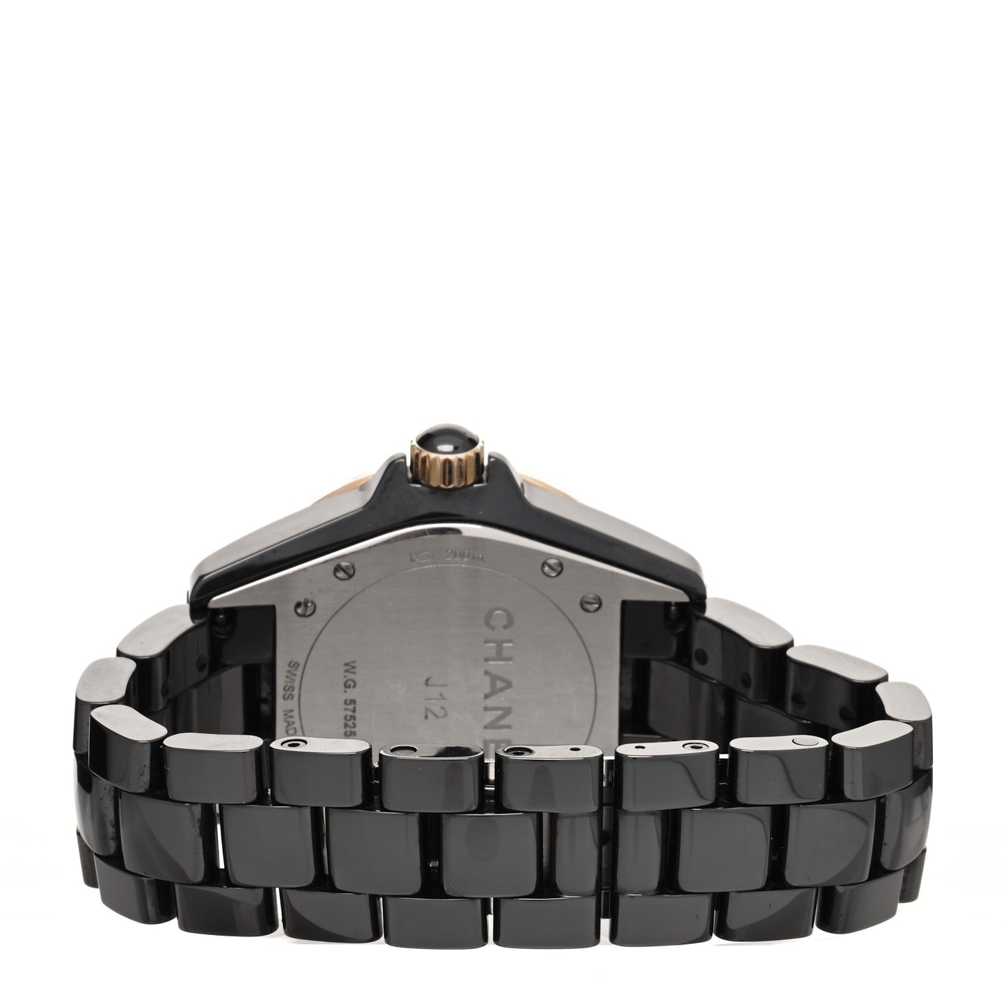 Stainless Steel 18K Yellow Gold Ceramic Diamond 38mm J12 Quartz Watch Black