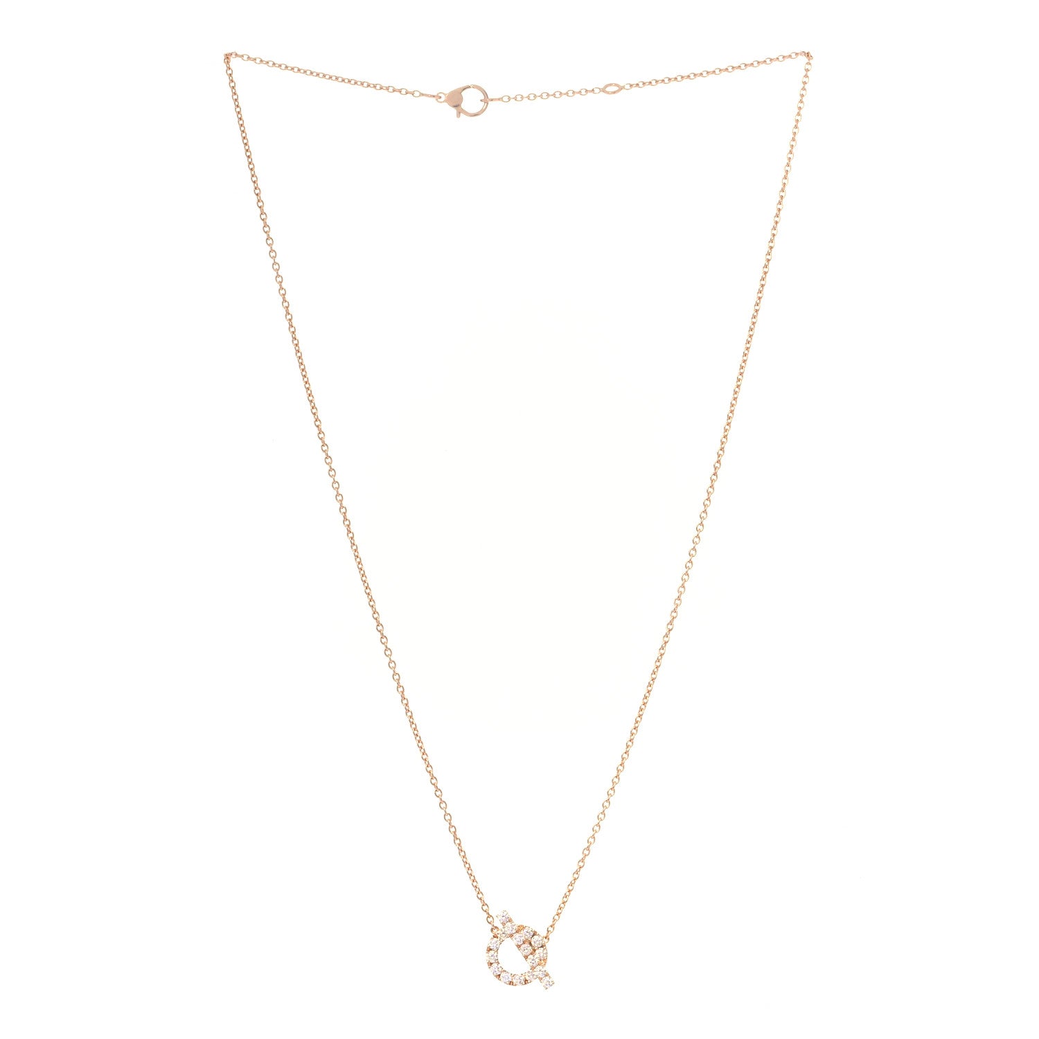 Hermes 18K Rose Gold Diamond Finesse Pendant Necklace 2 of 4