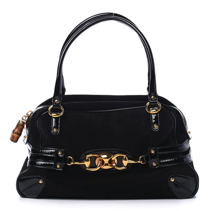 Gucci Suede Patent Large Wave Boston Black 1 of 4