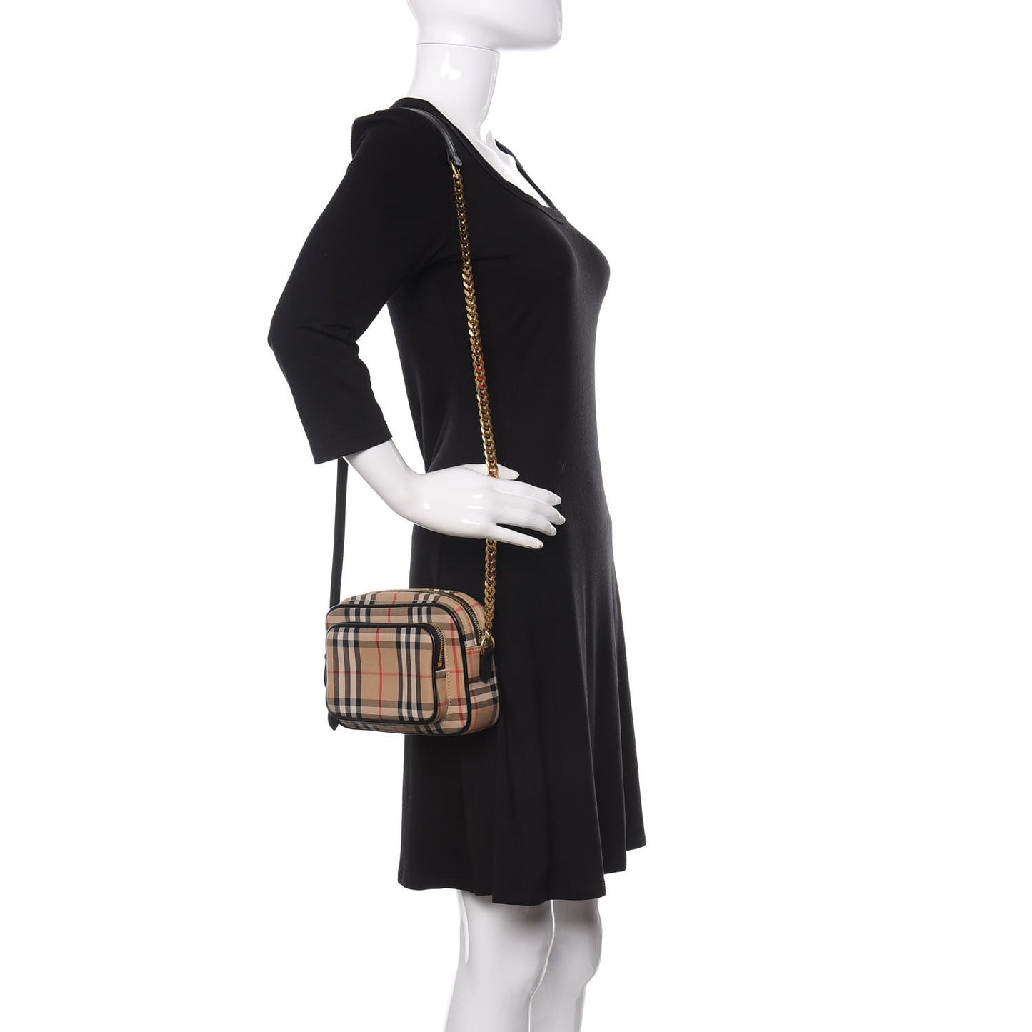 Calfskin Vintage Check Camera Bag Archive Beige
