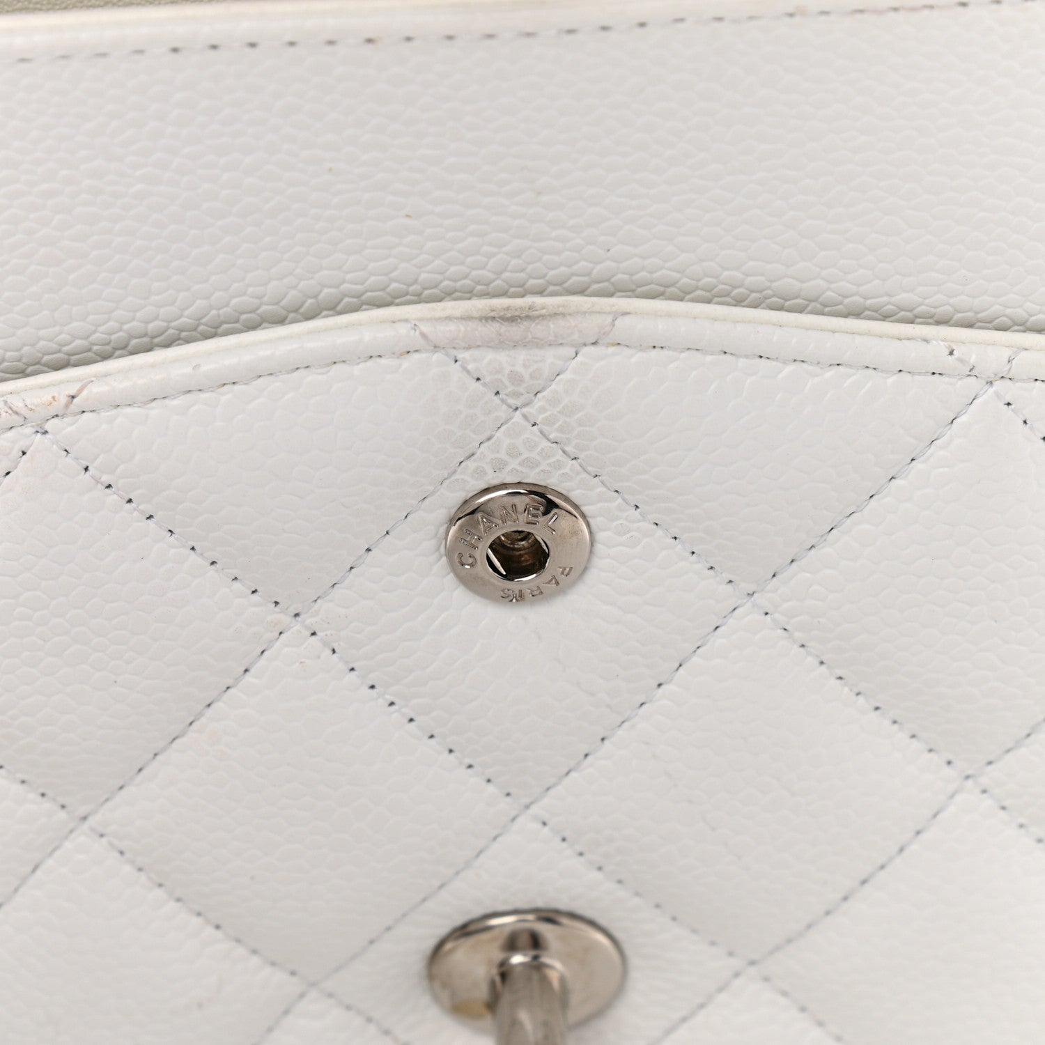 Chanel Caviar Quilted Jumbo Double Flap White 13 of 32