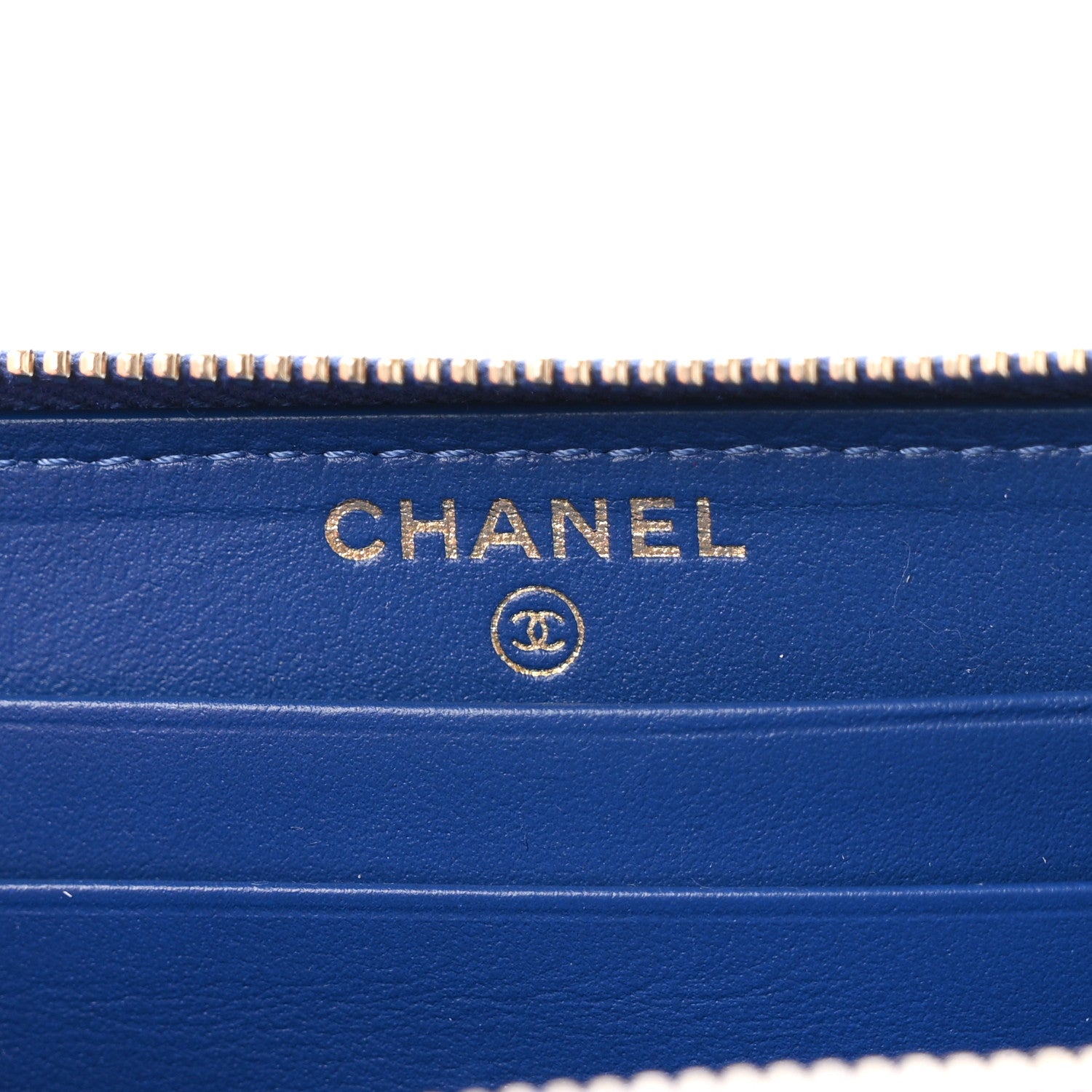 Chanel Caviar Camellia Embossed Medium Zip Around Gusset Wallet Blue 6 of 8