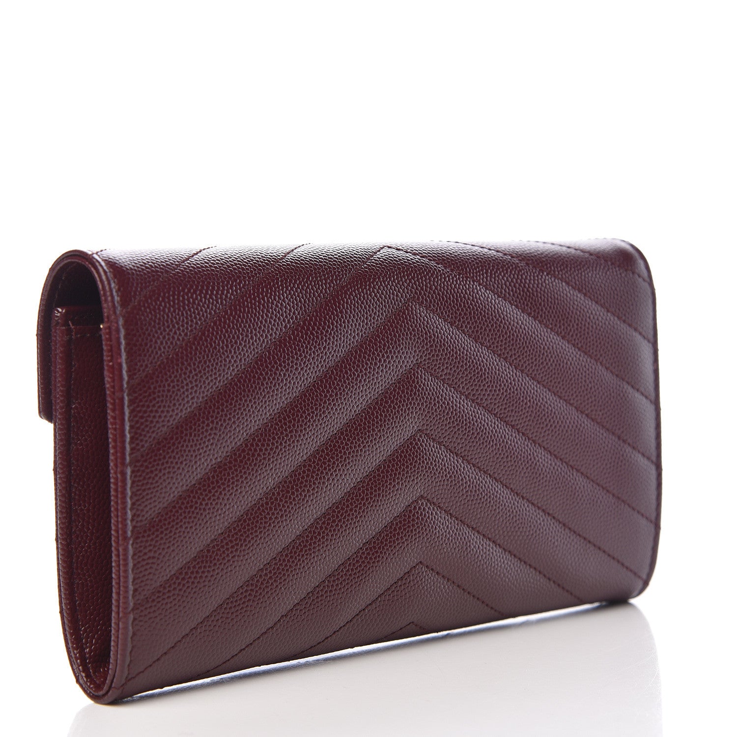 Saint Laurent Grain De Poudre Matelasse Chevron Monogram Flap Wallet Rouge Legion 3 of 6