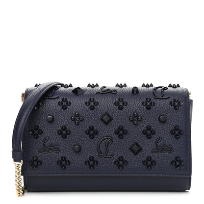 Christian Louboutin Calfskin Spikes Loubinthesky Paloma Clutch Navy 1 of 10