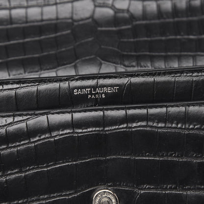 Saint Laurent Calfskin Crocodile Embossed Medium Monogram Sunset Black 8 of 11