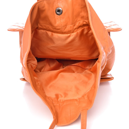 Chanel Lambskin Quilted Jumbo Grocery By Drawstring Shopping Bag Orange 5 of 14