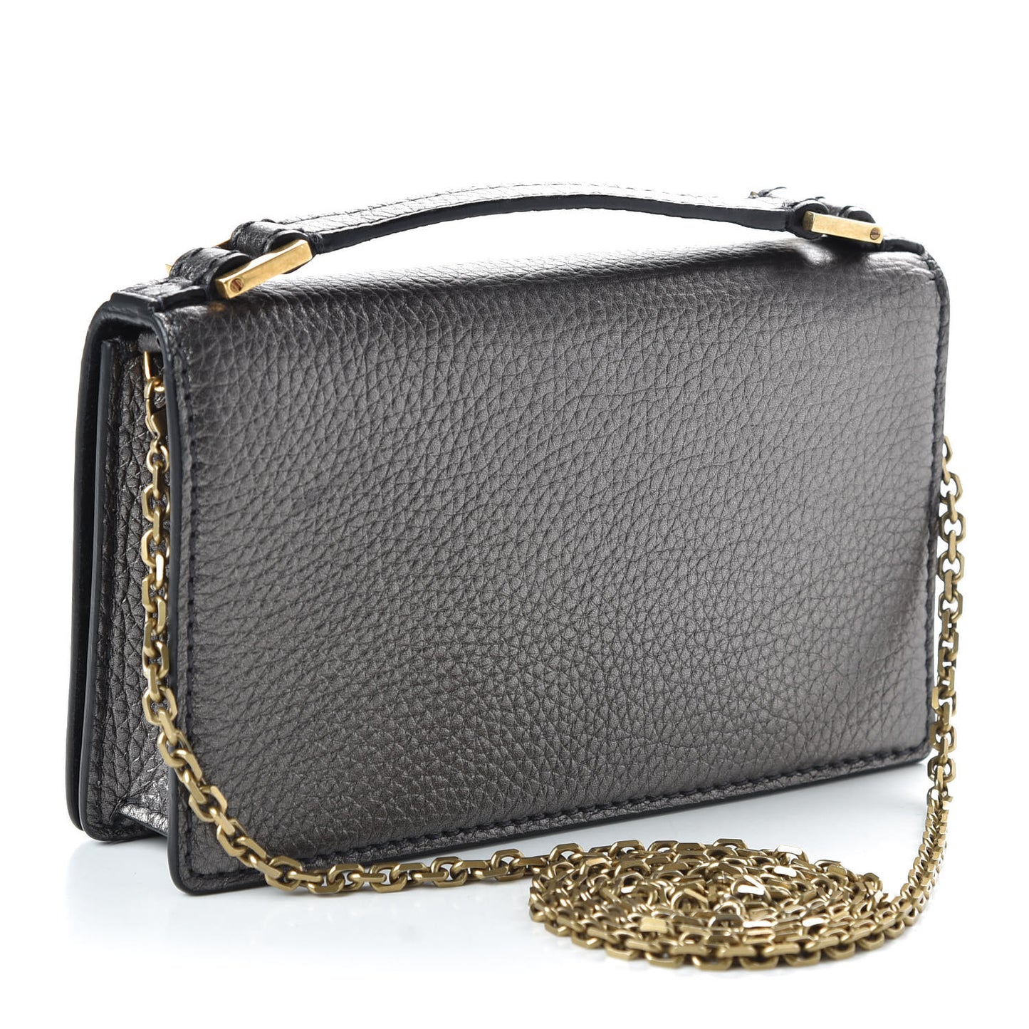 Metallic Grained Calfskin J'Adior Clutch Gunmetal