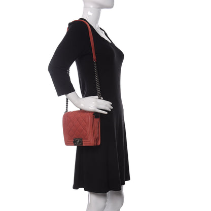 Chanel Iridescent Calfskin Quilted Small Gentle Square Boy Flap Red 2 of 7