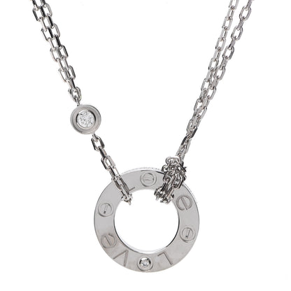 Cartier 18K White Gold 2 Diamond LOVE Necklace 5 of 5