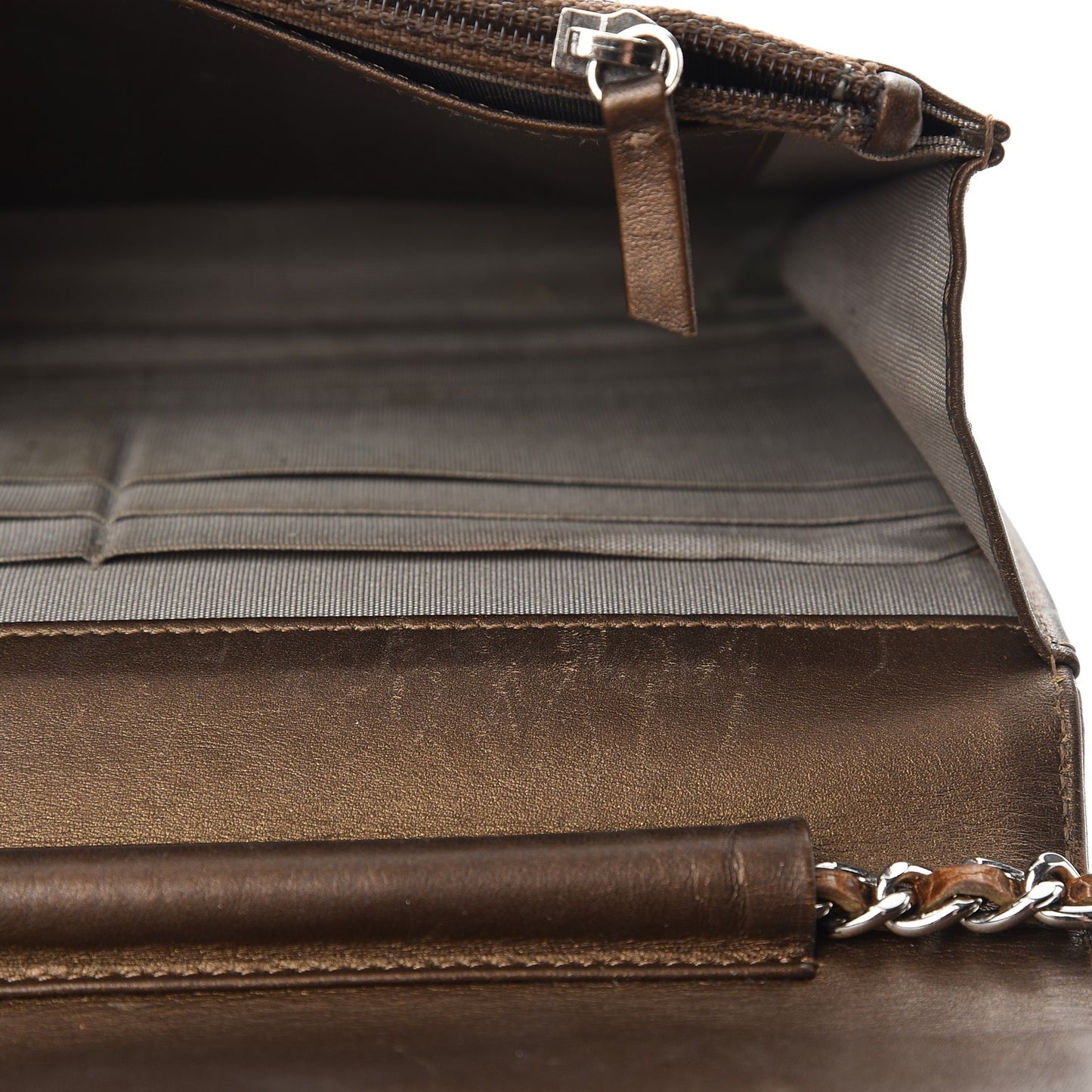 Metallic Caviar Timeless CC Wallet on Chain WOC Bronze