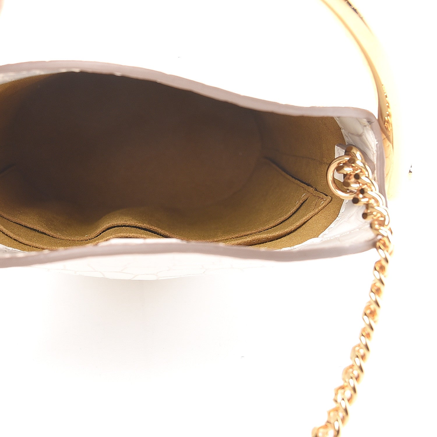 Stella McCartney Embossed Crocodile Effect Bucket Bag Ivory 5 of 12