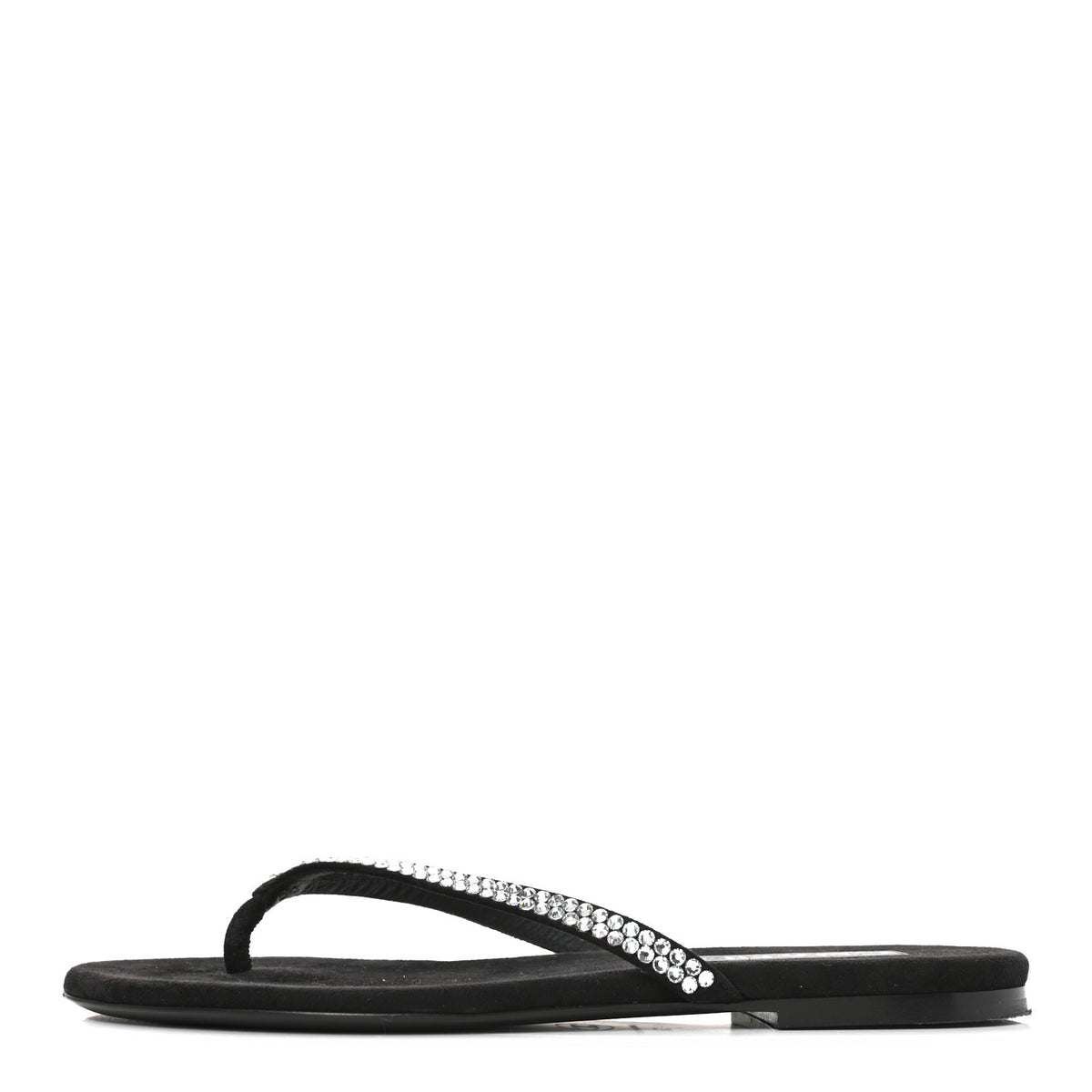Chanel Suede Kidskin Strass CC Thong Sandals 37 Black 1 of 8