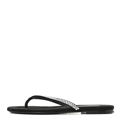 Chanel Suede Kidskin Strass CC Thong Sandals 37 Black 1 of 8