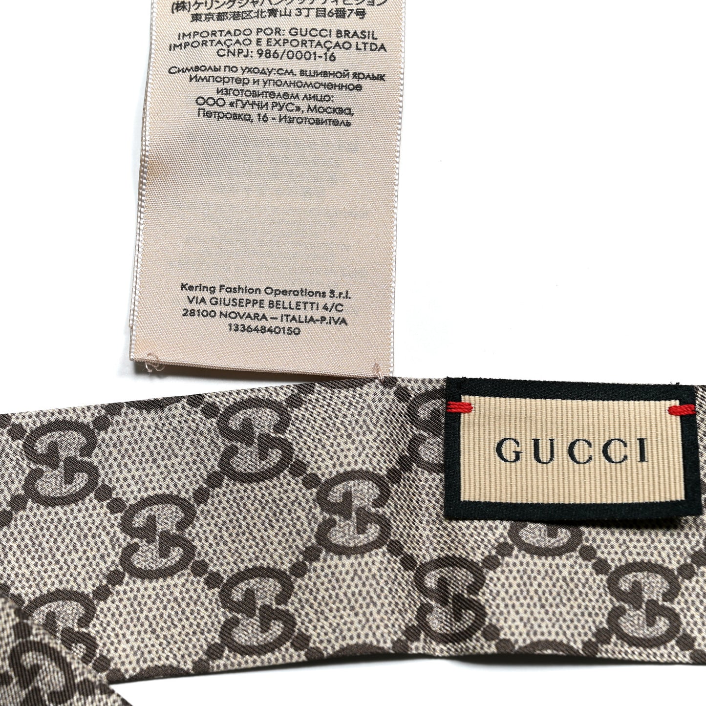 Silk Twill GG Monogram Guccilovvy Neck Bow Scarf Beige Red