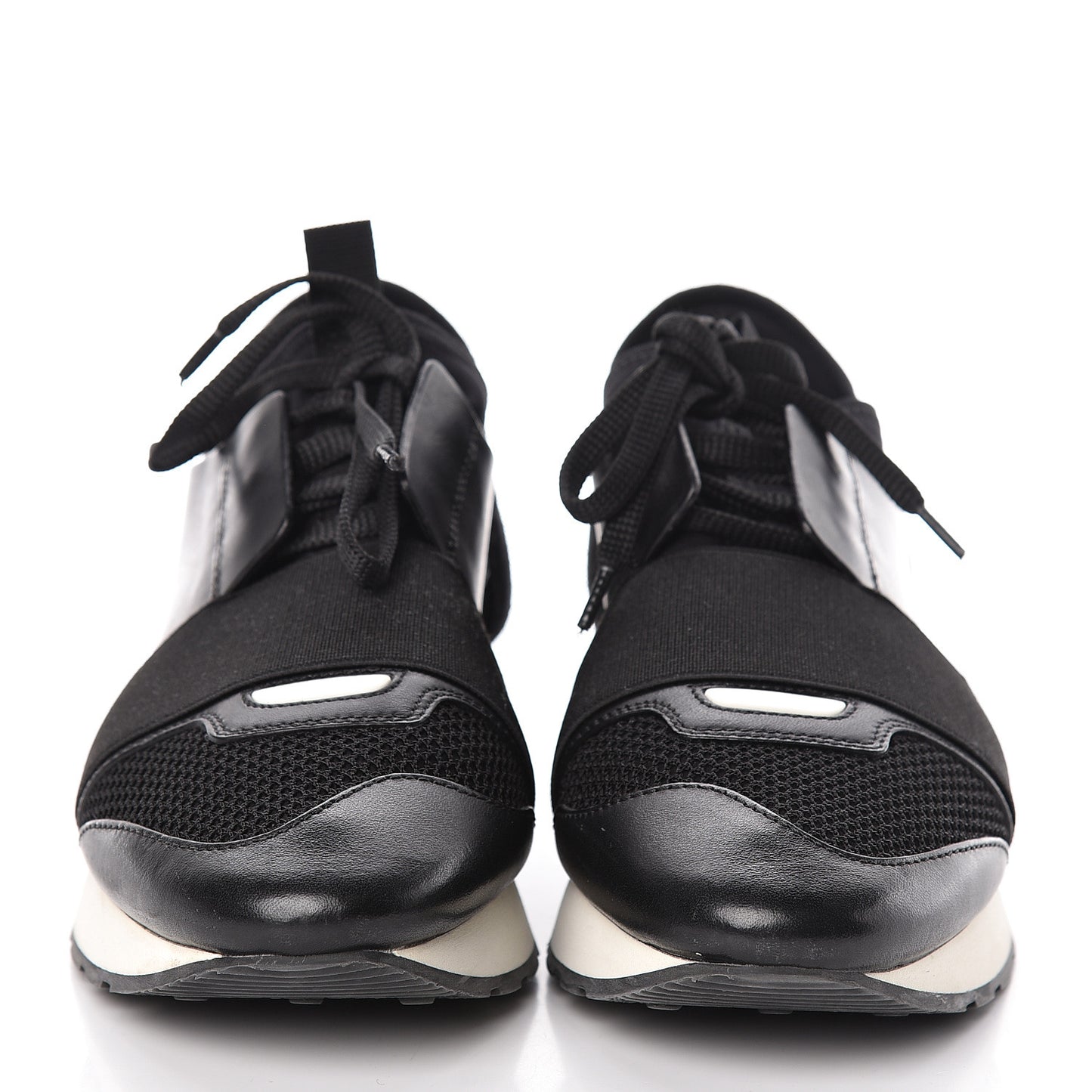 Mesh Calfskin Neoprene Suede Womens Race Runner Sneakers 37 Black