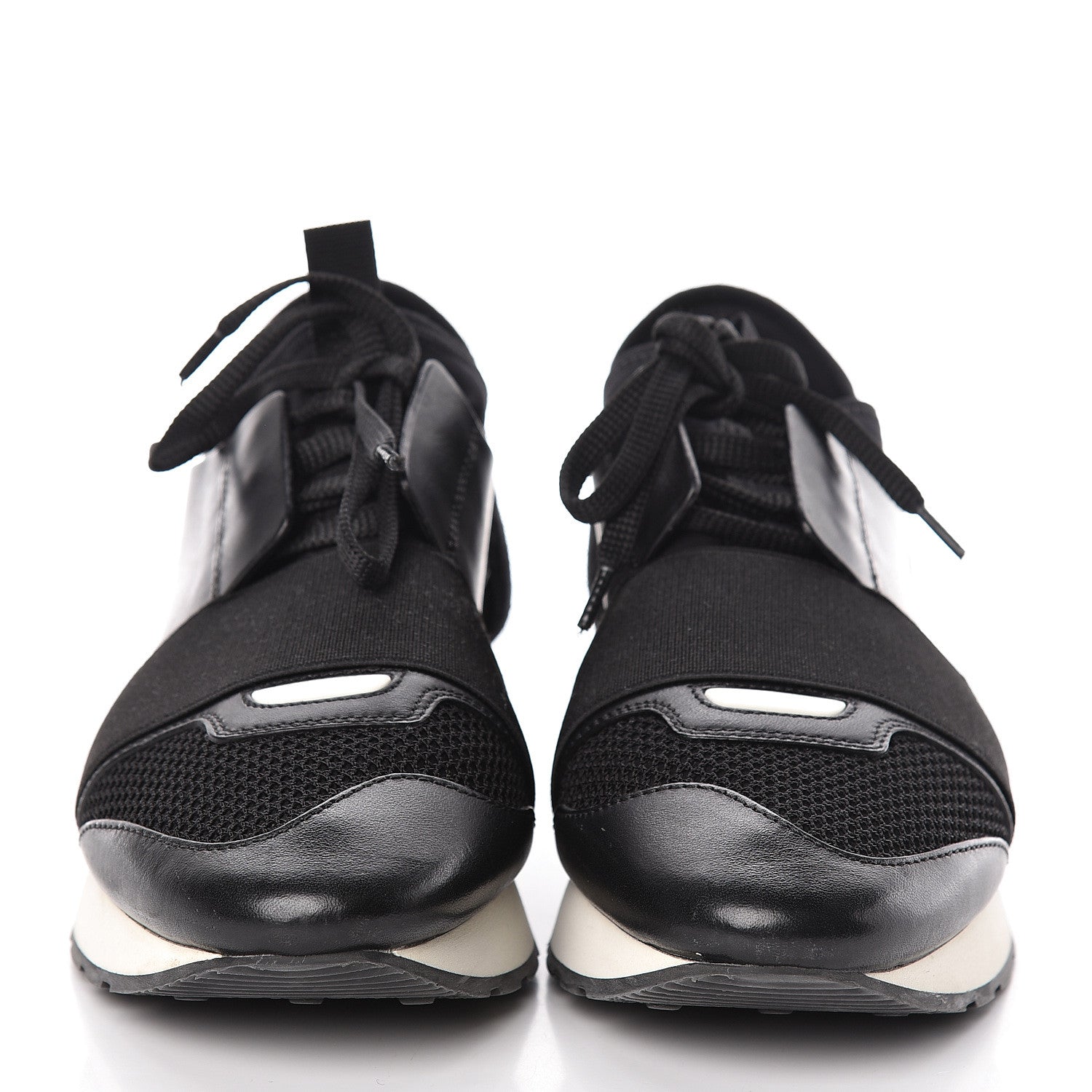 Balenciaga Mesh Calfskin Neoprene Suede Womens Race Runner Sneakers 37 Black 2 of 10