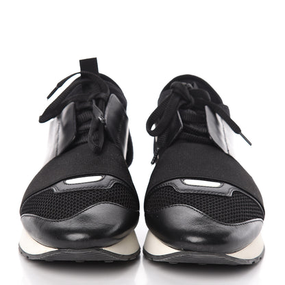 Balenciaga Mesh Calfskin Neoprene Suede Womens Race Runner Sneakers 37 Black 2 of 10