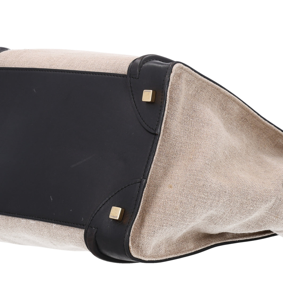 Celine Smooth Calfskin Linen Tricolor Mini Luggage Black Khaki Navy 10 of 10