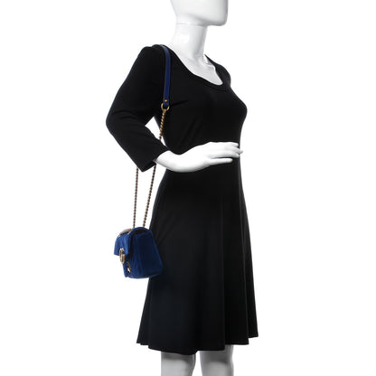 Gucci Velvet Matelasse Mini GG Marmont Shoulder Bag Cobalt Blue 2 of 7