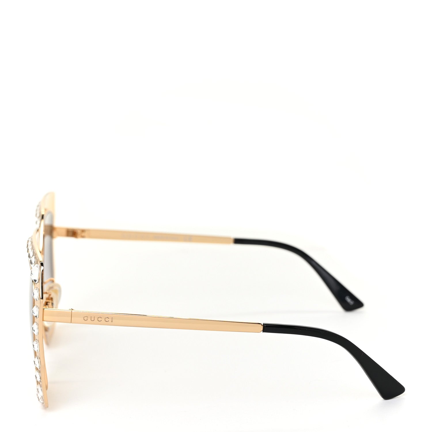 Gucci Metal Acetate Crystal Oversize GG0115S Sunglasses Gold 3 of 7