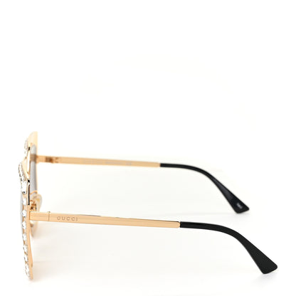 Gucci Metal Acetate Crystal Oversize GG0115S Sunglasses Gold 3 of 7