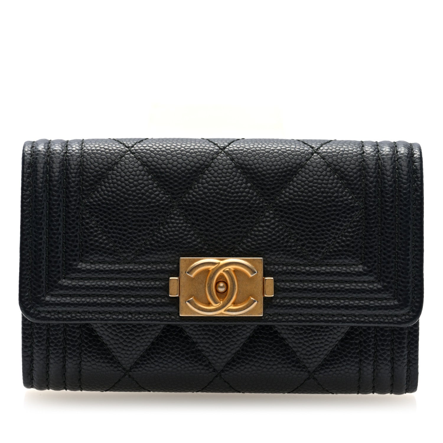 Chanel Caviar Quilted Boy Flap Card Holder Black 1 of 8