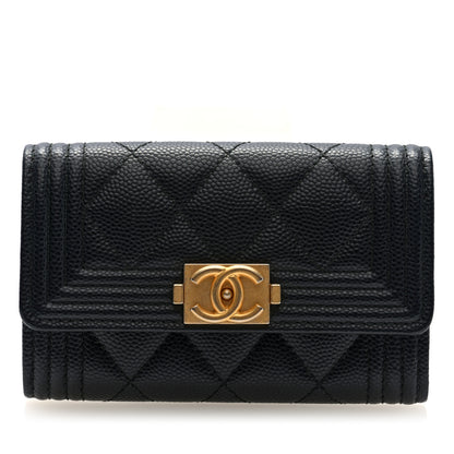 Chanel Caviar Quilted Boy Flap Card Holder Black 1 of 8