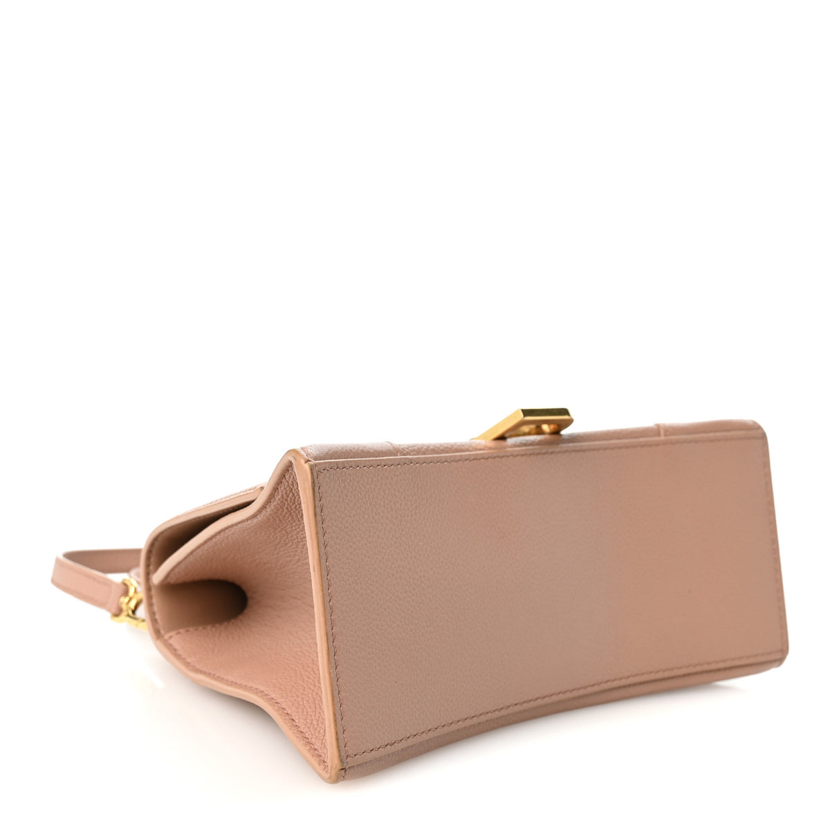 Grained Calfskin Small Hourglass Top Handle Bag Nude Beige