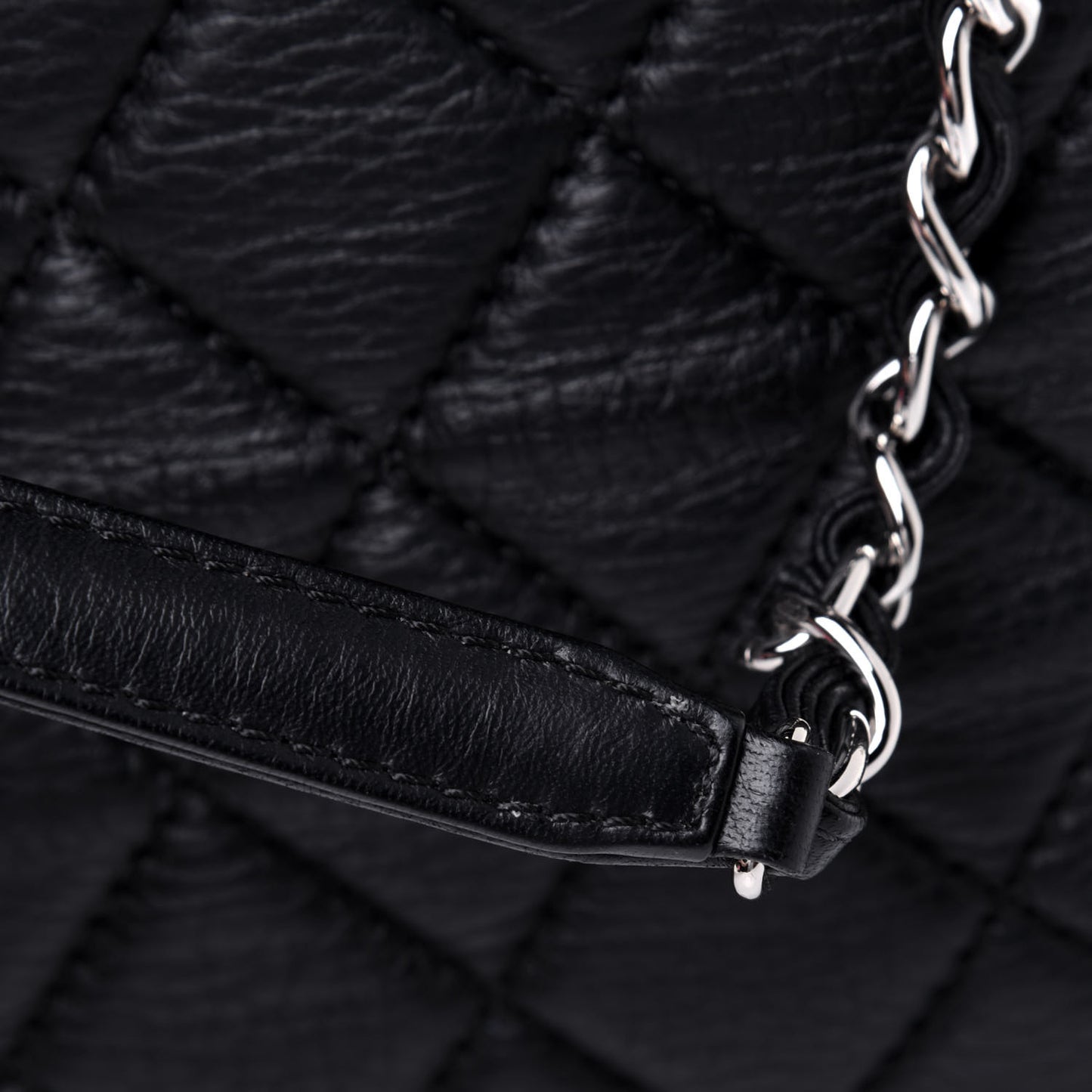 Washed Lambskin Quilted Bowler Flap Shoulder Bag Black