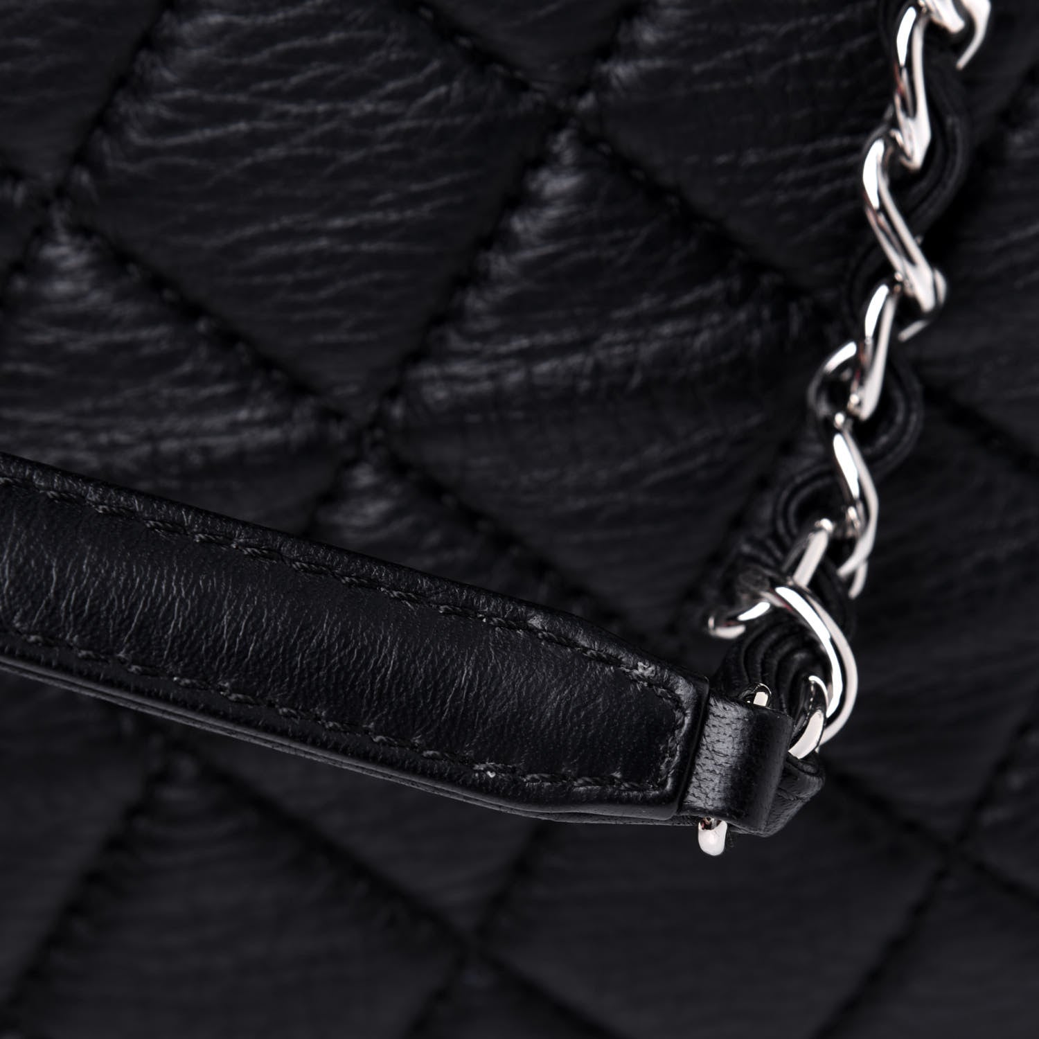 Chanel Washed Lambskin Quilted Bowler Flap Shoulder Bag Black 13 of 13
